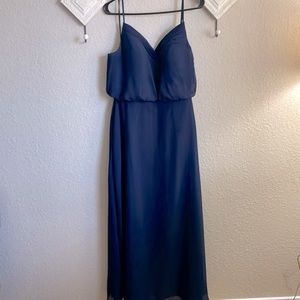 Navy Floor Length Bridesmaids dress